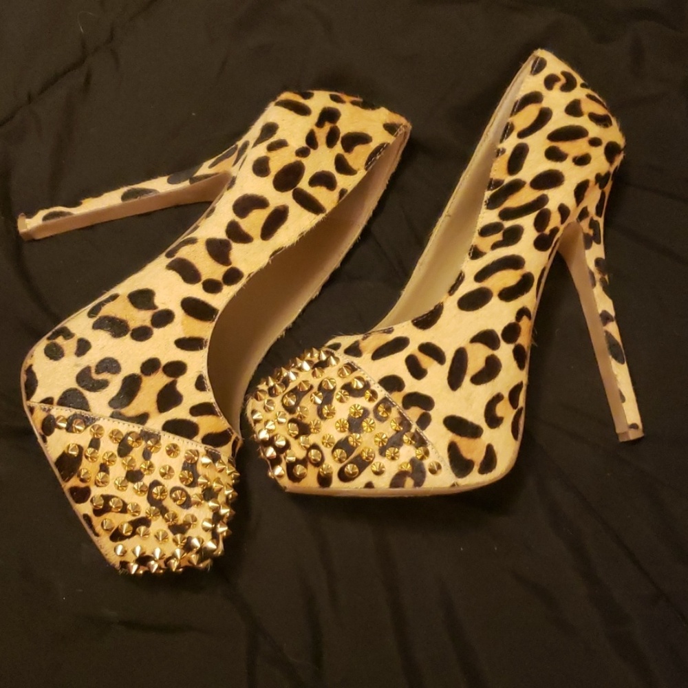 Leopard print tall women's heels